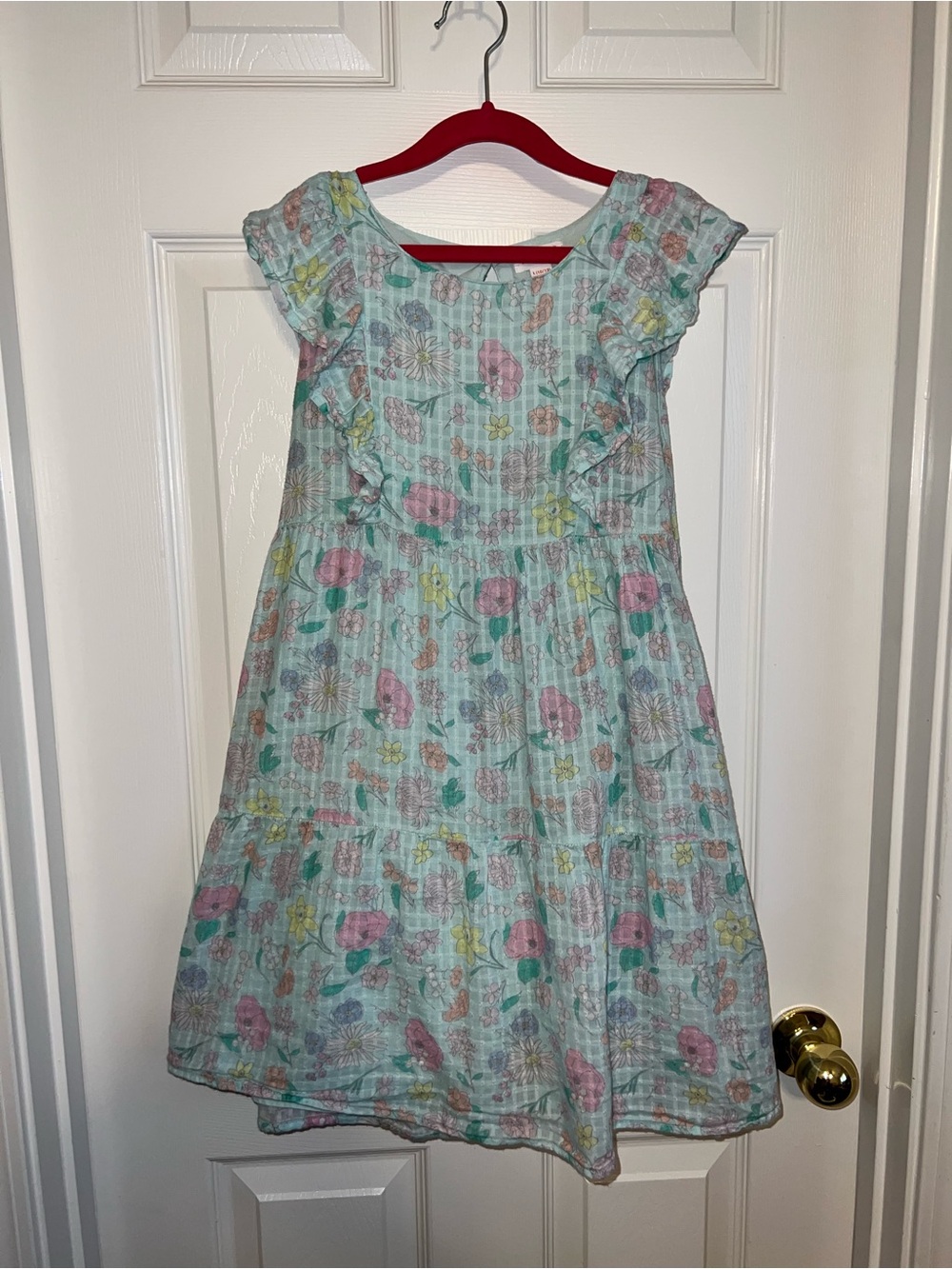 Girl’s 10/12 PLUS Floral Ruffle-Sleeve Dress